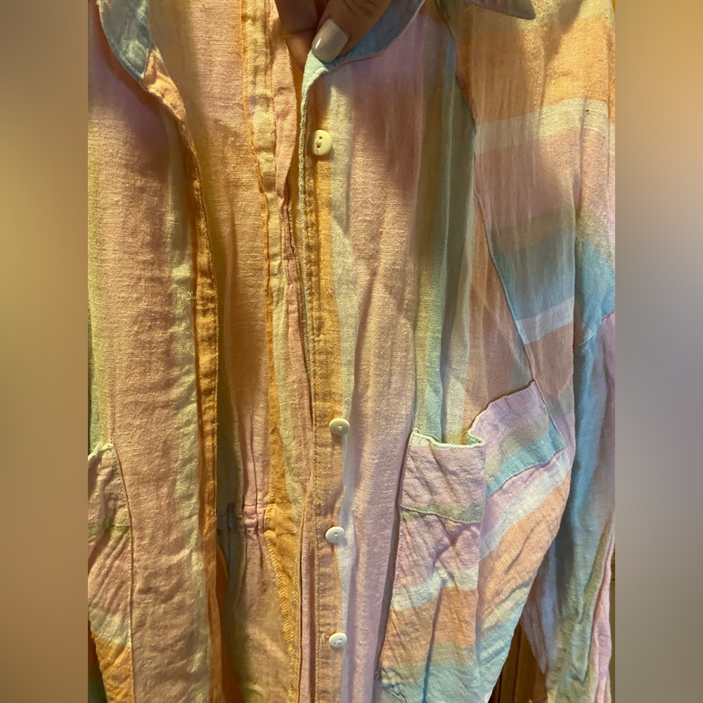 Multicolored Block Print Button Down Shirt - image 3